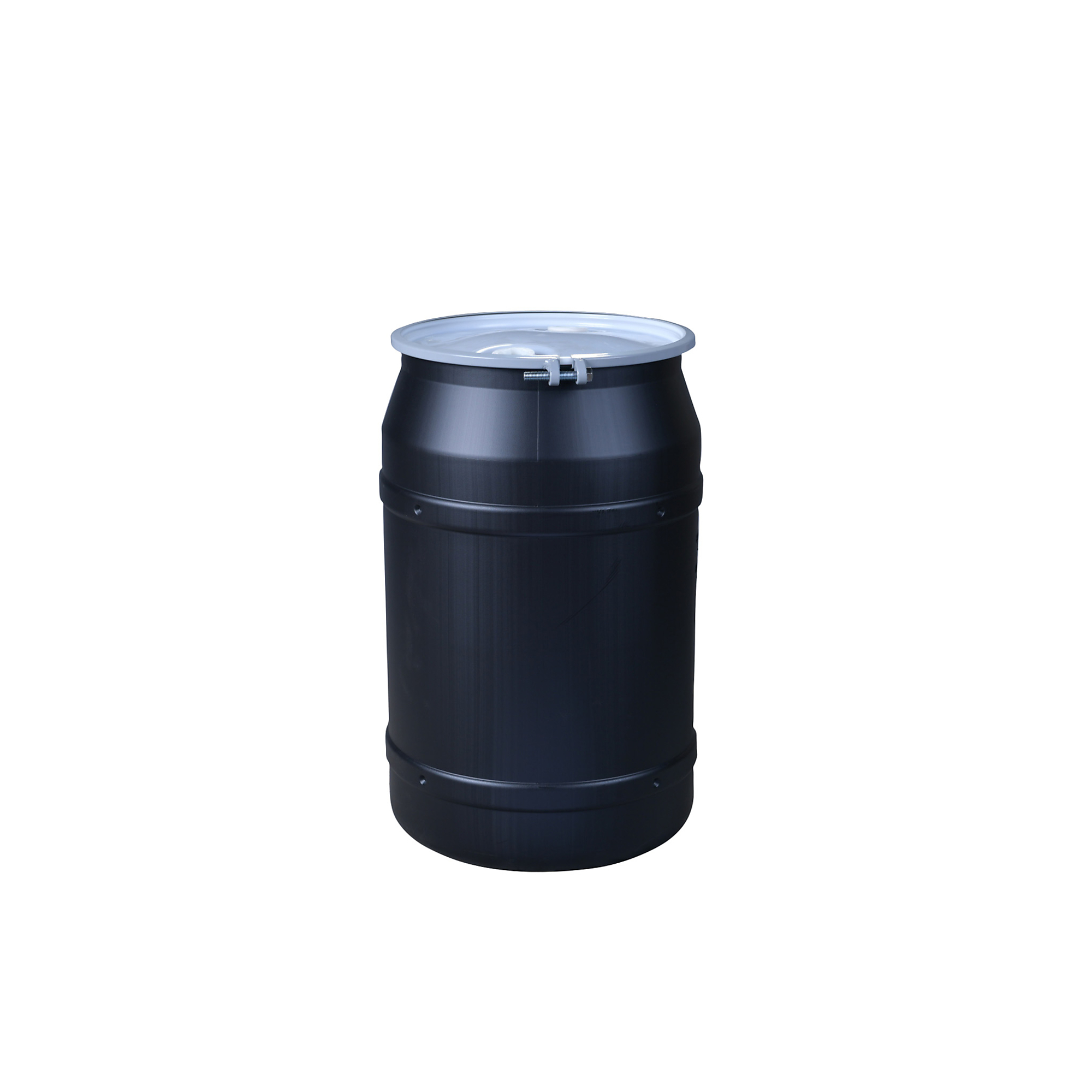 Eagle 55-Gallon Lab Pack Plastic Drum — Open Head, Metal Bolt Ring, 2x2in. Bung Holes, Black, Model# 1656MBKBRBG2